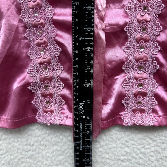 Y2K Vintage Barbie Pink Princess Cami Camisole Top S Small Satin Rhinestone - Picture 9 of 11